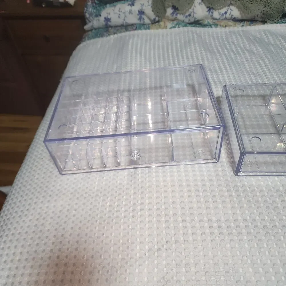 ACRYLIC STACKABLE MAKEUP JEWELRY ORGANIZER BOXES SET OF 2